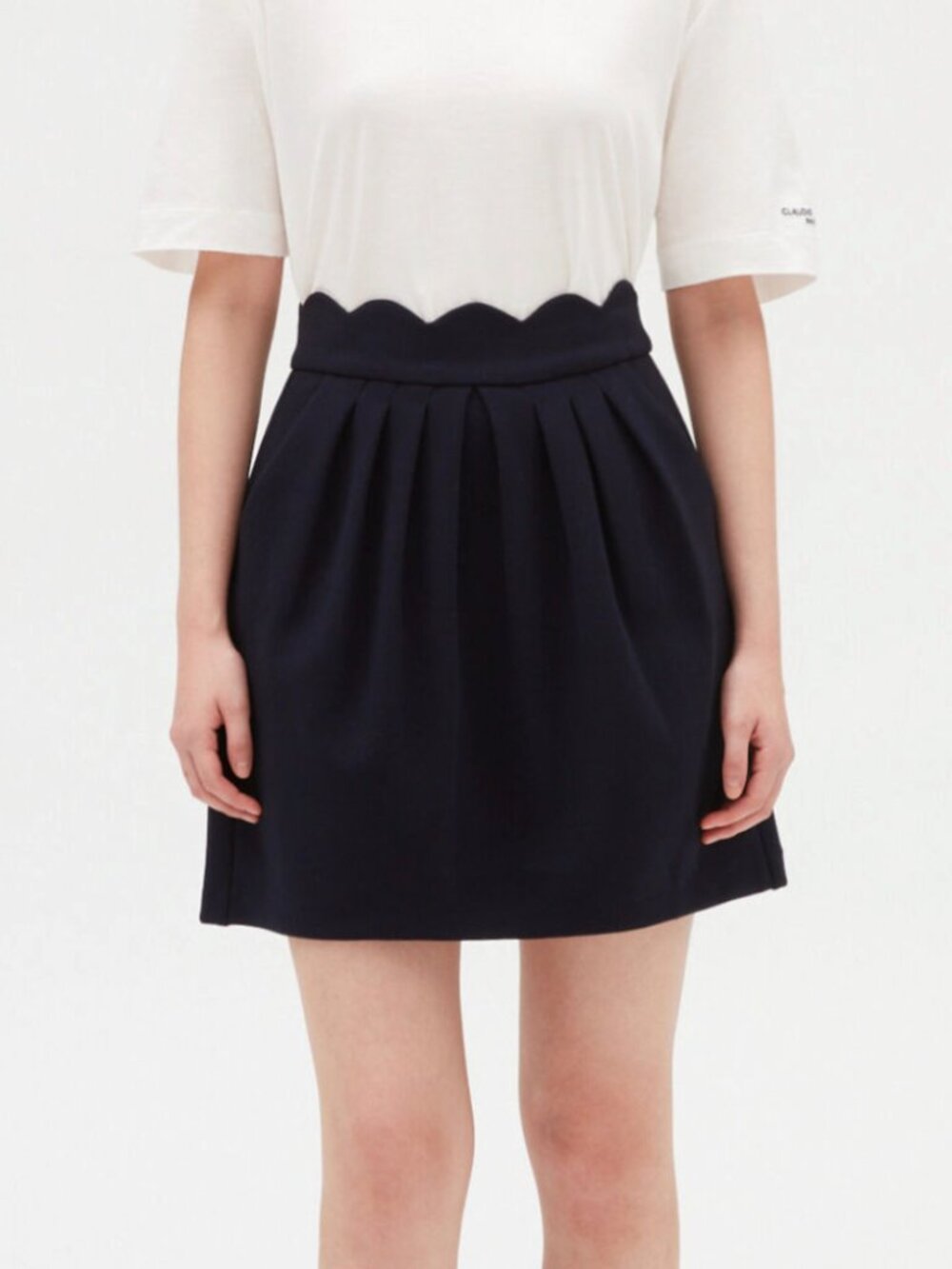 Claudie Pierlot Paris Black Skirt-scalloped waistband-Sz.36 (US 4)